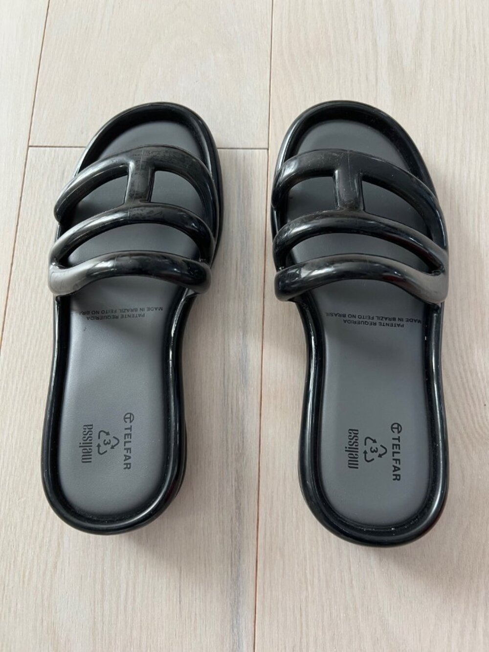 Melissa x Telfar Jelly Slide Sandals Flats Black ( 7 ) - Picture 2 of 4